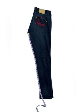 Y2K Apple Bottoms Black Jeans 11/12 Script Pocket Embroidery McBling Low Rise